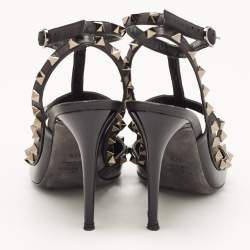 Pre Owned Valentino Black Patent Leather Rockstud Pumps Size 37.5