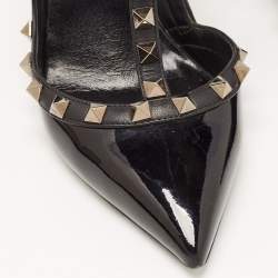Pre Owned Valentino Black Patent Leather Rockstud Pumps Size 37.5