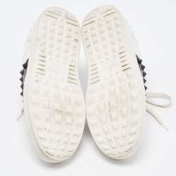 Pre Owned Valentino White/Black Leather Rockstud Untitled Sneakers Size 38
