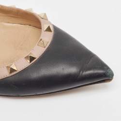 Valentino Black Leather Rockstud Ballet Flats Size 38.5