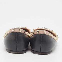 Valentino Black Leather Rockstud Ballet Flats Size 38.5