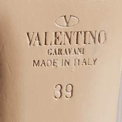 Pre Owned Valentino Grey Patent Leather Rockstud Ankle Strap Pumps Size 39