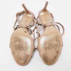 Pre Owned Valentino Dusty Pink Leather Rockstud Ankle Strap Sandals Size 39.5