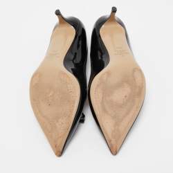 Pre Owned Valentino Black Patent Leather Bow Pumps Size 36.5