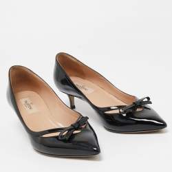 Valentino Black Patent Leather Bow Pumps Size 36.5
