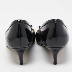 Pre Owned Valentino Black Patent Leather Bow Pumps Size 36.5