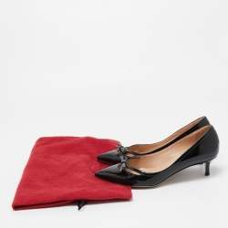 Pre Owned Valentino Black Patent Leather Bow Pumps Size 36.5