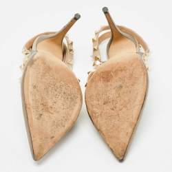 Pre Owned صندل فالنتينو سير كاحل روكستد جلد برونزي ميتالك مقاس 36