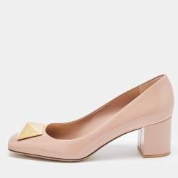 Pre Owned Valentino Dusty Pink Patent Leather One Stud Pumps Size 40
