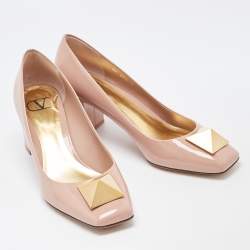Pre Owned Valentino Dusty Pink Patent Leather One Stud Pumps Size 40