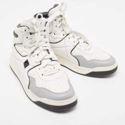 Pre Owned Valentino White/Black Leather Roman Stud High Top Sneakers Size 43