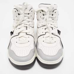 Pre Owned Valentino White/Black Leather Roman Stud High Top Sneakers Size 43
