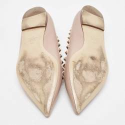 Pre Owned Valentino Dusty Pink Leather Rockstud Ballet Flats Size 40.5