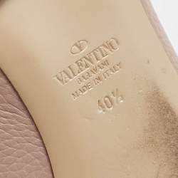 Pre Owned Valentino Dusty Pink Leather Rockstud Ballet Flats Size 40.5