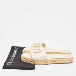 Valentino Cream Leather VLogo Espadrille Slides Size 40