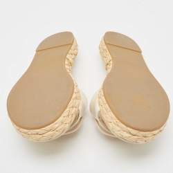Valentino Cream Leather VLogo Espadrille Slides Size 40