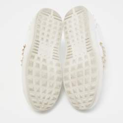 Pre Owned Valentino White Leather Rockstud Low Top Sneakers Size 35.5