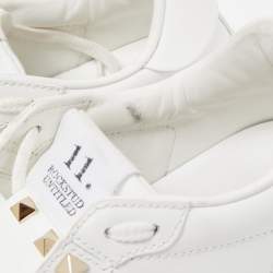 Pre Owned Valentino White Leather Rockstud Low Top Sneakers Size 35.5