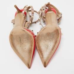 Pre Owned Valentino Red/Beige Patent and Leather Rockstud Pumps Size 39