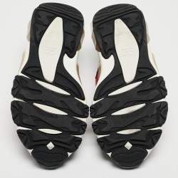 Pre Owned Valentino Black/Pink Mesh and Leather Low Top Sneakers Size 38