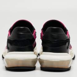 Pre Owned Valentino Black/Pink Mesh and Leather Low Top Sneakers Size 38