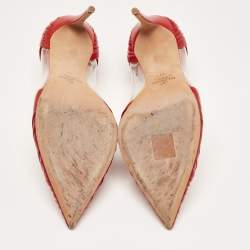 Pre Owned Valentino Red Leather and PVC B Drape Pointed Toe Pumps Size 38