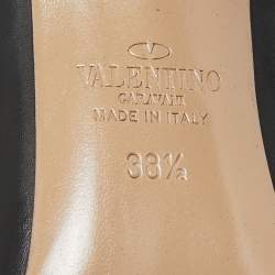 Pre Owned Valentino Black Leather Rockstud Ankle Strap Pumps Size 38.5