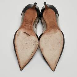 Pre Owned Valentino Black Leather and PVC B-Drape Pumps Size 37.5