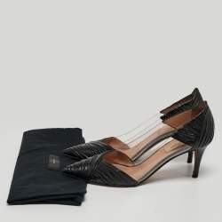 Pre Owned Valentino Black Leather and PVC B-Drape Pumps Size 37.5