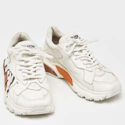 Pre Owned Valentino White Leather VLTN Bounce Sneakers Size 37.5