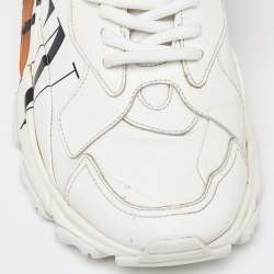 Pre Owned Valentino White Leather VLTN Bounce Sneakers Size 37.5