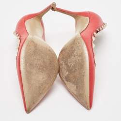 Pre Owned Valentino Red Grained Leather Rockstud Pumps Size 40.5