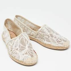 Valentino White Lace Espadrille Flats Size 37