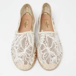 Valentino White Lace Espadrille Flats Size 37