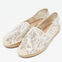 Valentino White Lace Espadrille Flats Size 37