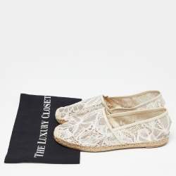 Valentino White Lace Espadrille Flats Size 37