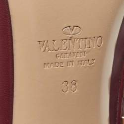 Pre Owned Valentino Purple Leather Rockstud Ankle Strap Pumps Size 38