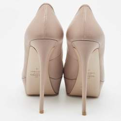 Pre Owned Valentino Beige Leather Platform Pumps Size 41