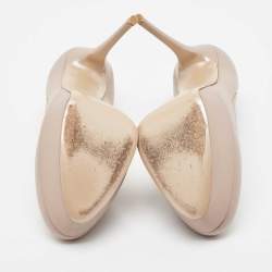 Pre Owned Valentino Beige Leather Platform Pumps Size 41