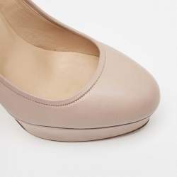 Pre Owned Valentino Beige Leather Platform Pumps Size 41