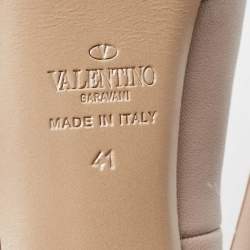 Pre Owned Valentino Beige Leather Platform Pumps Size 41