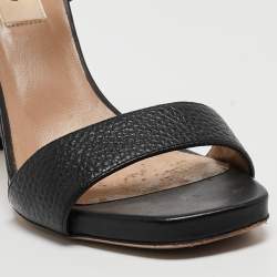 Pre Owned Valentino Black Leather Rockstud Ankle Strap Sandals Size 35