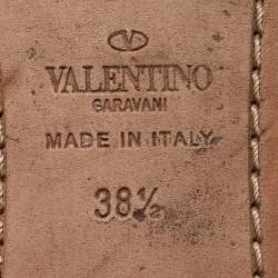 Pre Owned Valentino Black Leather Rockstud Mary Jane Bow Ballet Flats Size 38.5