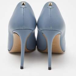 Pre Owned Valentino Blue Leather Pointed Toe Pumps Size 39.5