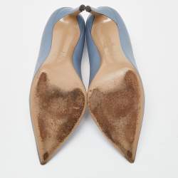 Pre Owned Valentino Blue Leather Pointed Toe Pumps Size 39.5