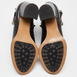 Pre Owned Valentino Black Leather Rockstud Ankle Boots Size 36