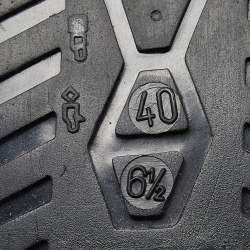 Pre Owned Valentino Black/Beige Lace Print Rubber Rain Boots Size 40