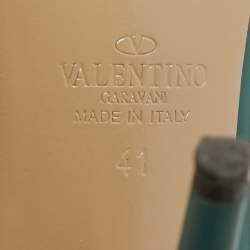 Pre Owned Valentino Green/Beige Leather Caged Rockstud Pumps Size 41