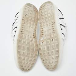 Pre Owned Valentino White/Grey Leather VLTN Rockstud Sneakers Size 38