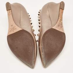 Pre Owned Valentino Metallic Leather Rockstud Pointed Toe Pumps Size 36